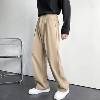 Korean Baggy Loose Fit Pants For Men - Beige